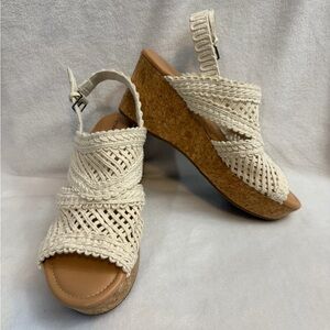 Maurices SuperCush Charlotte Crochet Cork Wedge In Off White Women’s Size 10